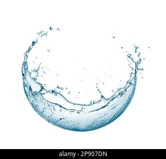 Water splash forming a cicle with water drops isolated on white Stock Photo