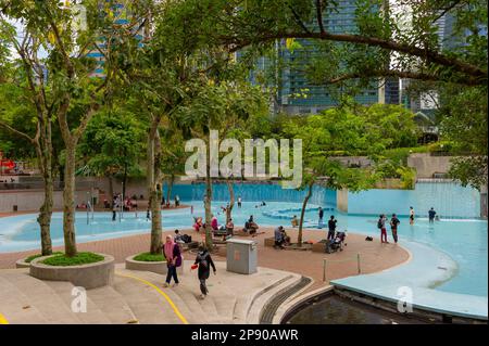 The Swimming Pool at KLCC Park, Kuala Lumpur, Malaysia Stock Photo