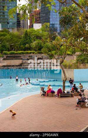 The Swimming Pool at KLCC Park, Kuala Lumpur, Malaysia Stock Photo