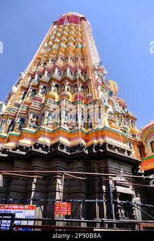 19 February 2023, Shikhar Shingnapur temple an ancient Shiva temple about 45 kms from Satara, Maharashtra, India. Stock Photo