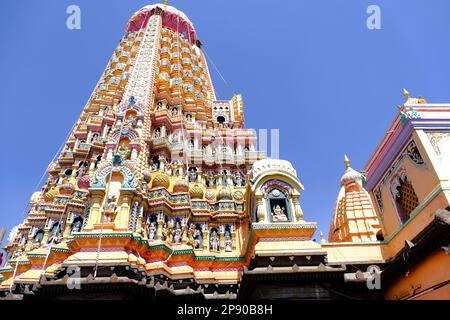 19 February 2023, Shikhar Shingnapur temple an ancient Shiva temple about 45 kms from Satara, Maharashtra, India. Stock Photo