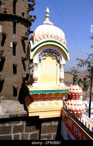 19 February 2023, Shikhar Shingnapur temple an ancient Shiva temple about 45 kms from Satara, Maharashtra, India. Stock Photo