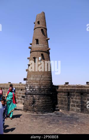 19 February 2023, Shikhar Shingnapur temple an ancient Shiva temple about 45 kms from Satara, Maharashtra, India. Stock Photo