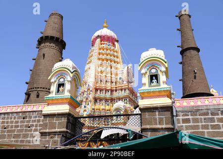 19 February 2023, Shikhar Shingnapur temple an ancient Shiva temple about 45 kms from Satara, Maharashtra, India. Stock Photo