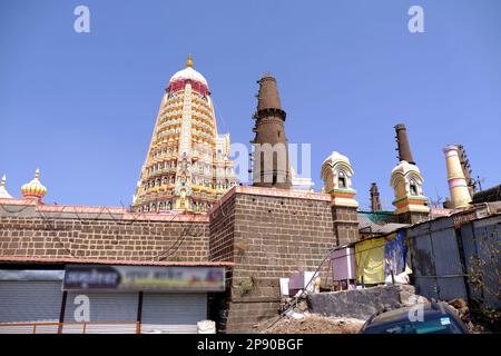 19 February 2023, Shikhar Shingnapur temple an ancient Shiva temple about 45 kms from Satara, Maharashtra, India. Stock Photo