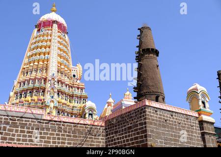 19 February 2023, Shikhar Shingnapur temple an ancient Shiva temple about 45 kms from Satara, Maharashtra, India. Stock Photo