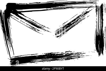 Dry Brush Grunge Hand Drawn Email Icon. Stock Vector