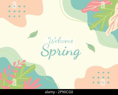 Hand-drawn flat for welcome spring season vector illustration. Stock Vector