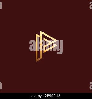 Letter P Line Logo Design With Gold Color Stock Vector