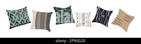 Modern pillows, cushions vector isolated on white. Stock Vector