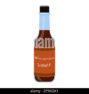 A bottle of Worcestershire sauce. Vector illustration Stock Vector