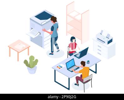 Printing services vector concept for web banner, website page Stock Vector