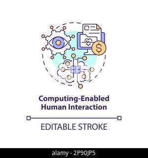 Computing enabled human interaction concept icon Stock Vector