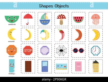 Shapes objects set for kids. Basic geometric shapes elements collection ...