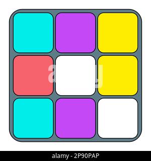 Logical combination cube puzzle toy with rotated sides, doodle style flat vector illustration Stock Vector