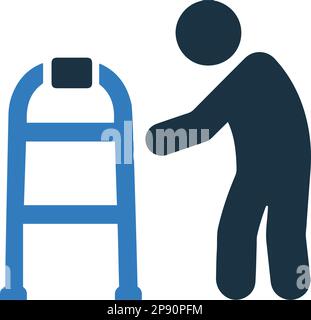 Disabled walker icon. Perfect use for print media, web, stock images, commercial use or any kind of design project. Stock Vector