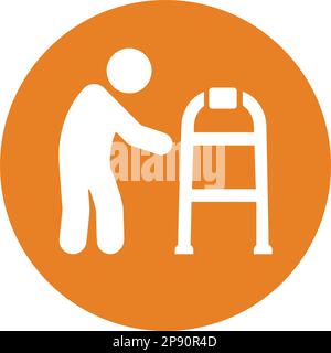 Disabled walker icon. Perfect use for print media, web, stock images, commercial use or any kind of design project. Stock Vector