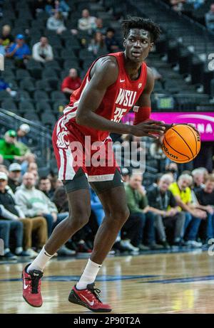 Washington State forward Mouhamed Gueye stands on the court during the ...