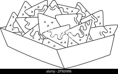 nachos Isolated Coloring Page for Kids Stock Vector