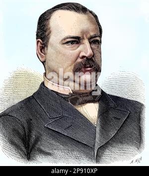 Stephen Grover Cleveland, 1837 - 1908, war ein amerikanischer Politiker und Jurist, der 22. und 24. Präsident der Vereinigten Staaten, Historisch, digital restaurierte Reproduktion von einer Vorlage aus dem 19. Jahrhundert Stock Photo