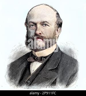 Hermann Carl Friedrich von Mittnacht, ab 1887 Freiherr von Mittnacht, 1825 - 1909, war ein deutscher Jurist. Er war der erste Ministerpräsident des Königreichs Württemberg, Situation aus der Zeit des Deutsch-Französischen Krieges, 1870-1871, Historisch, digital restaurierte Reproduktion von einer Vorlage aus dem 19. Jahrhundert Stock Photo