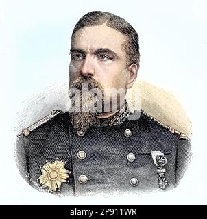 Auguste-Alexandre Ducrot, 1817 - 1882, war ein französischer General. Ducrot diente in Algerien, im Italienfeldzug von 1859 und als Divisionskommandeur im Deutsch-Französischen Krieg, Situation aus der Zeit des Deutsch-Französischen Krieges, 1870-1871, Historisch, digital restaurierte Reproduktion von einer Vorlage aus dem 19. Jahrhundert Stock Photo