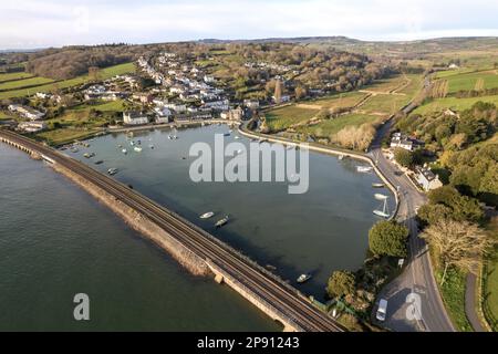 Cockwood Harbour, Devon - Drone Aerial Panoramic Photo Stock Photo