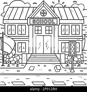 school building colouring pages
