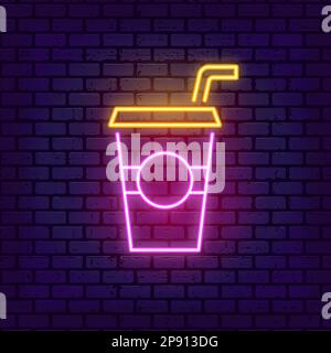 Neon glowing soft drink icon Stock Vector