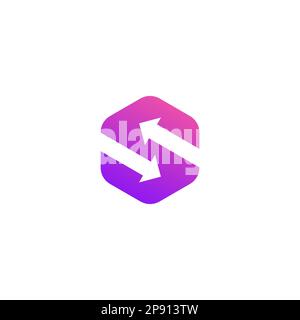S Arrow Hexagon Logo Design Stock Vector