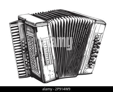 Folk music concert sketch poster with musical instruments. Vector design of  musical button accordion, African jembe drum folk bandura and rebec viola  Stock Vector Image & Art - Alamy