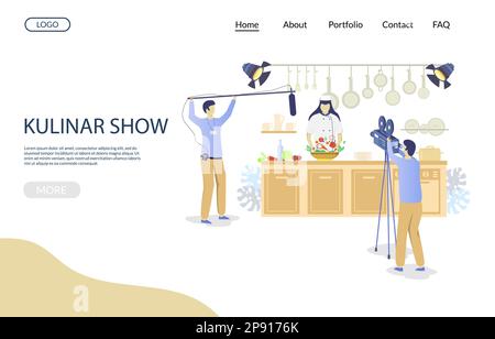 Kulinar show vector website landing page design template Stock Vector