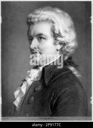 Wolfgang Amadeus Mozart (1756-1791), Composer, portrait drawing by Eugene A Perry, circa 1913 Stock Photo