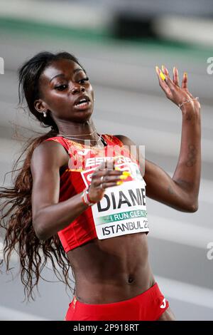 Istanbul, Turkey, 4 March 2023. Fatima Diame od Spain competes in Long Jump Women during the European Athletics Championships 2023 - Day 2 at Atakoy Arena in Istanbul, Turkey. March 4, 2023. Credit: Nikola Krstic/Alamy Stock Photo