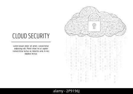 Cloud security web banner template, vector polygonal art style illustration Stock Vector