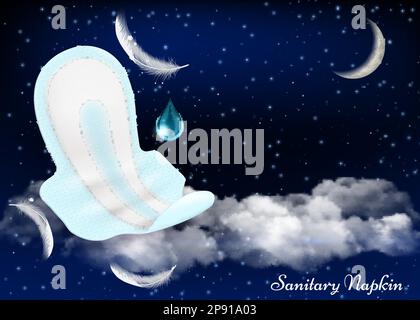 Night protection wings sanitary pads vector advertising poster design template Stock Vector
