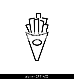 Vector isolated french fries potato in a paper cone box Stock Vector