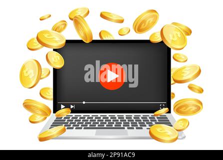 Video monetization vector concept for web banner, website page Stock Vector
