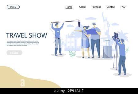 Travel show vector website landing page design template Stock Vector