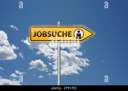 Yellow arrow with the german word Jobsuche - job search  Stock Photo