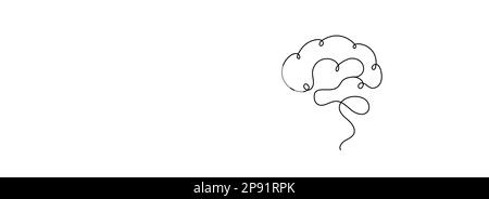 One line brain design silhouette.Logo design. Hand drawn minimalism style. Vector illustration Stock Vector