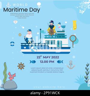 world maritime day banner or template Vector illustration of a ship Stock Vector