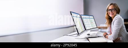 Professional Data Analyst And Medical Billing Coding Women Stock Photo