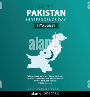 Happy Pakistan Independence Day August 14th Celebration Vector Design Illustration. Stock Vector