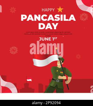 indonesia independence day 17 august Pancasila Day Stock Vector