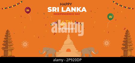 Independence Day of Srilanka Horizontal banner vector illustration Stock Vector