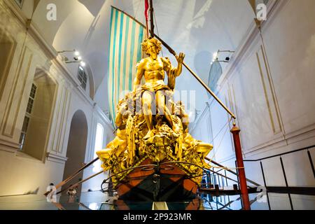 VENARIA REALE, ITALY - CIRCA MAY 2021: the Bucentaur (Bucintoro) (1729). Antique Royal ship of Savoia family Stock Photo