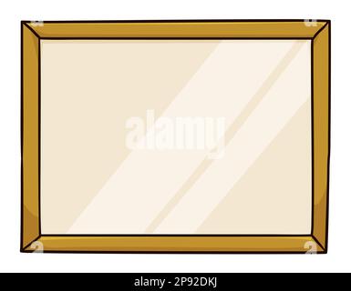 Template with picture frame for diploma, photo or message with golden borders. Design in cartoon style over white background. Stock Vector