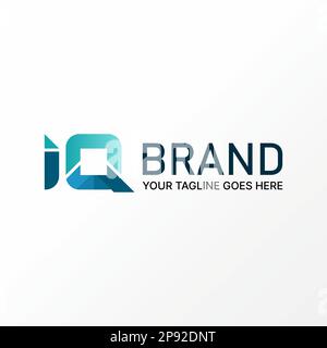 Logo design graphic concept creative premium free vector stock unique letter word IQ sans serif font rectangle cutting. Related initial monogram tech Stock Vector