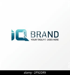 Logo design graphic concept creative premium free vector stock unique letter word IQ sans serif rectangle cutting font. Related initial monogram tech Stock Vector